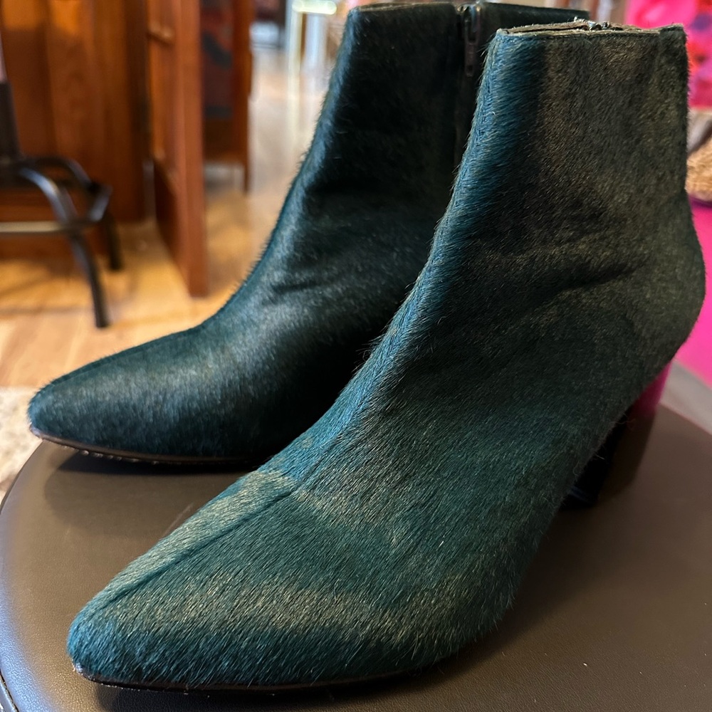 HUMA BLANCO Teal Pony-hair Ankle Boots